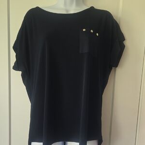 Calvin Klein Boxy Blue Silver Dolman Sleeve Top